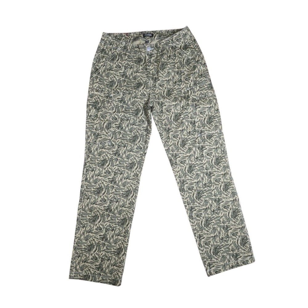True Religion NWT Utility Cargo Pants 32 Green Print Straight Leg Y2K